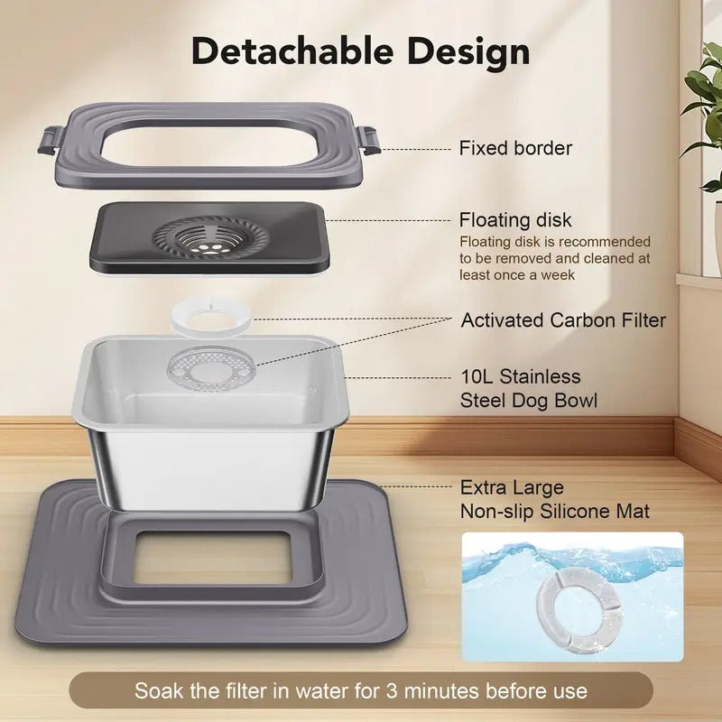 Dog Stainless Steel Water Bowl with Mat